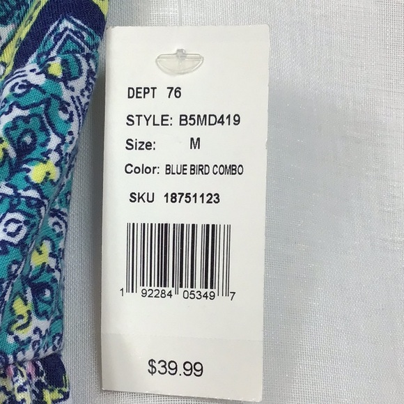 NWT 🐠 ALLISON BRITTNEY Blue Multi Umpire Twist Wide Shoulder Tank Top Popover - Picture 4 of 12